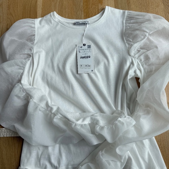 Zara NWT White  Top Size L - Picture 1 of 2